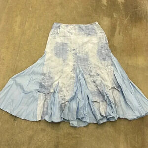 Terra  nostra linen maxi skirt boho fairy ruffled‎